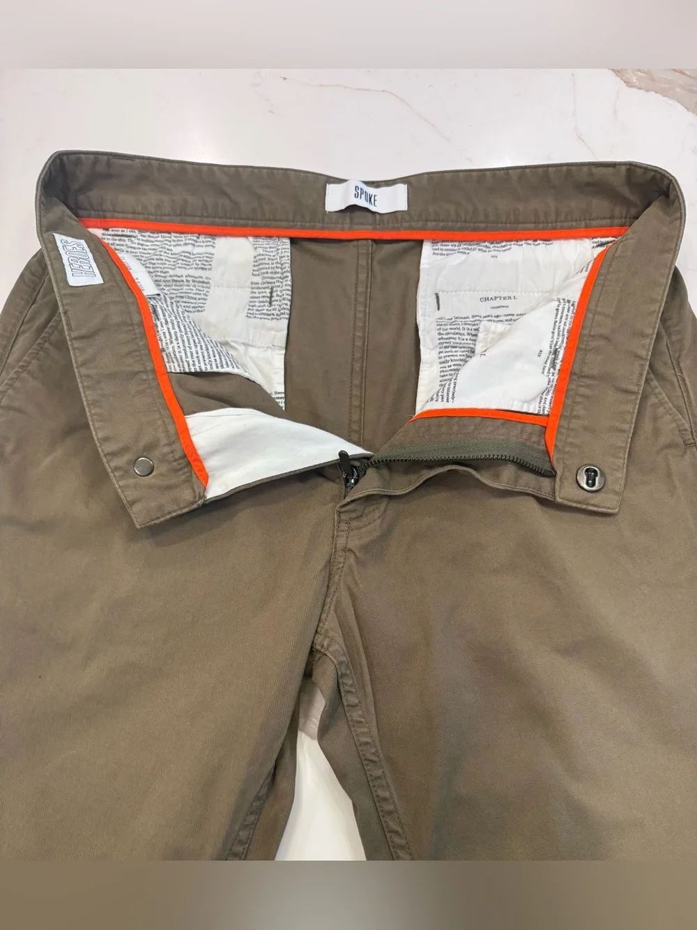 SPOKE Heroes Men’s Olive Green Chino Pants W32 L31 Build A Stretch Slim Tapered
